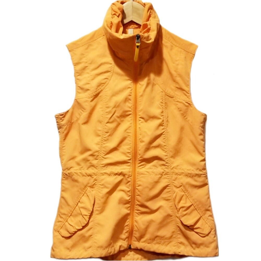 Eddie Bauer Travex Full Zip Vest Outdoor Pockets Ruffle Orange Women's XS